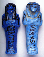 Two shabtis with hoes in hand